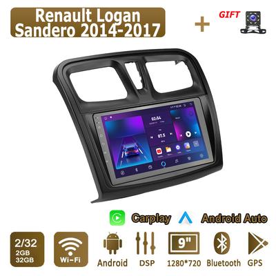 Android Carplay автомобильное радио для Renault Logan Sandero 2014-2017 мультимедийный проигрыватель головное устройство стерео GPS навигация BT WIFI 2+32 ГБ