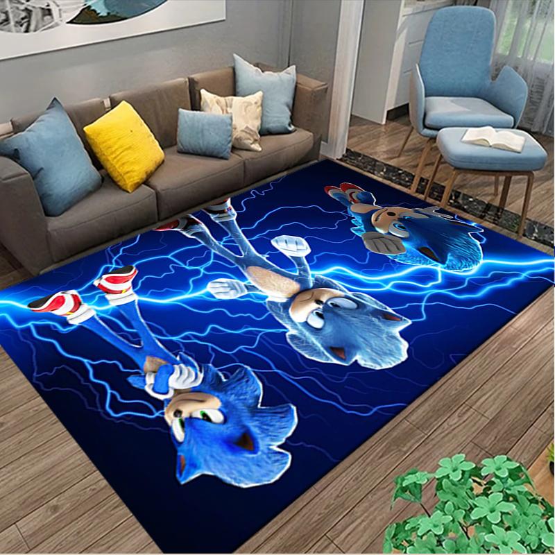1pc Sonic the Hedgehog Carpet for Room Floor Mat, Comfortable Office Chair Printed Area Rug, Beautiful Hotel Rug