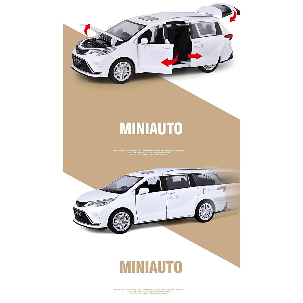 1/24 Toyota Sienna Granvia MPV Van Alloy Diecasts & Toy Vehicles Metal Toy Car Model Sound and Light Collection Kids Toy