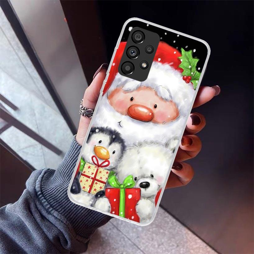 Happy Christmas Cute Bear Gift Phone Case For Samsung Galaxy A17 A57 A37 A16 A26 A36 A56 A15 A25 A35 A55 A14 A13 A54 A53 A34 A24