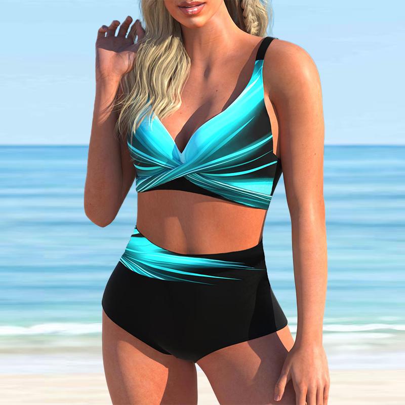 Женский купальник с бретелями, черный бикини с блестящим принтом в горошек, купальник-танкини