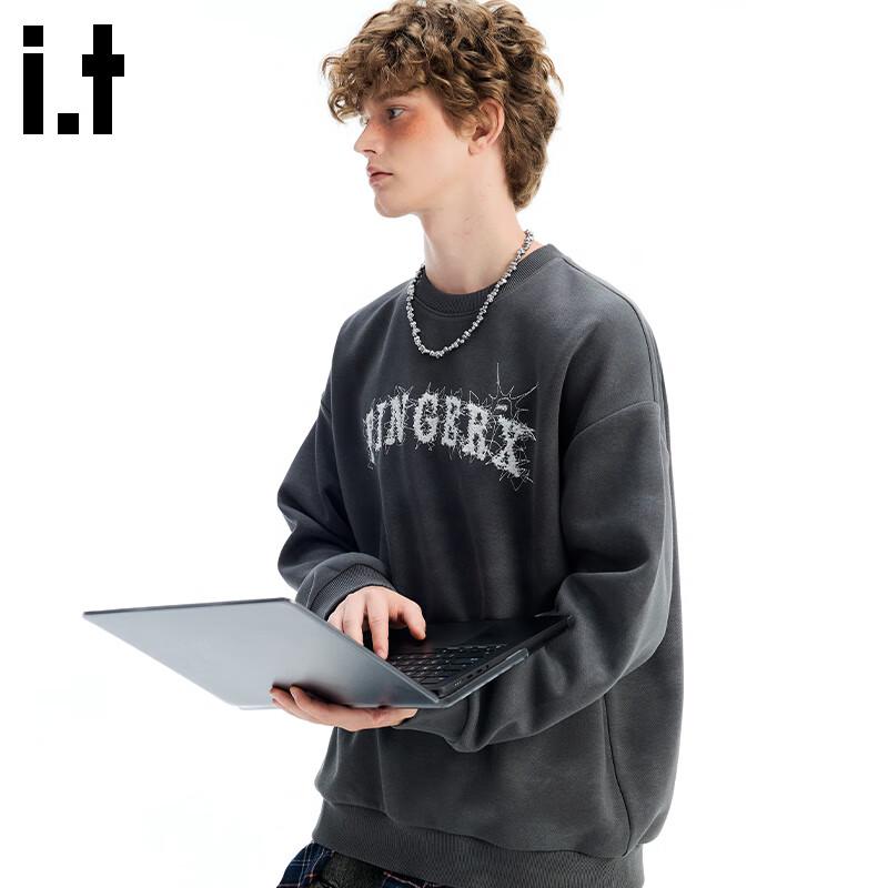 fingercroxxit Men's Heavyweight Embroidered Pullover Sweatshirt