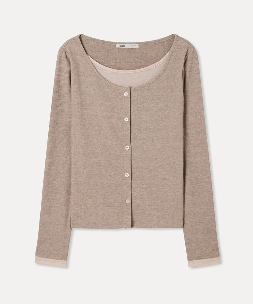 MIXXO Многослойная футболка с длинным рукавом в стиле пуговиц_Miwlwg401A Miwhwg57Qa