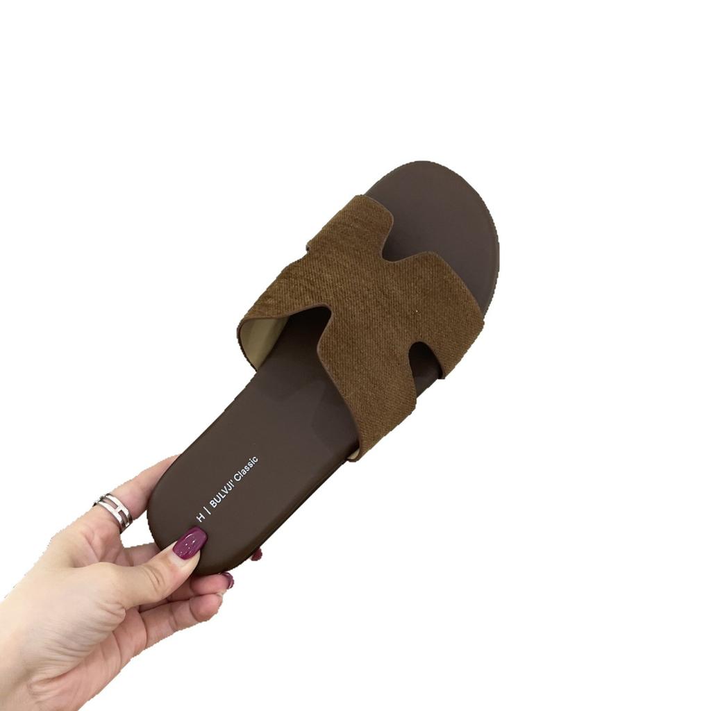 Однословные тапочки, модные и универсальные на плоской подошве, туристические пляжные 2025 лето новые, приморские простые и крутые тапочки