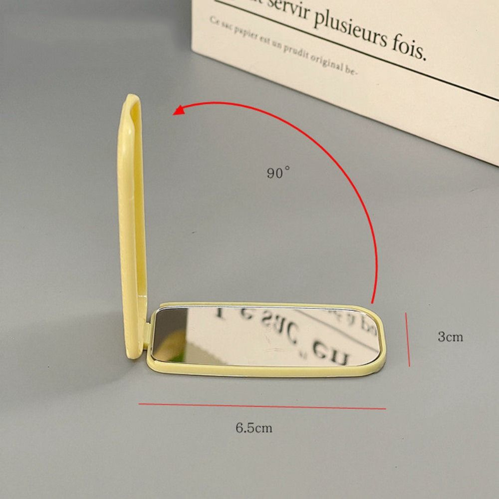 Adhesive Backing Folding Phone Stand Leather Pattern Folding Makeup Mirror Desktop Use
