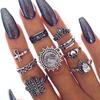 European & American Hot-Selling Retro Ethnic Knuckle Rings: 9-Piece Gemstone Set