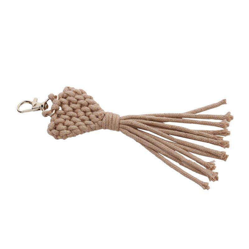 Креативные мини-брелоки макраме в форме сердца, бохо, ручной работы, с кисточками, для ключей от машины, кошелька, телефона, свадебный подарок