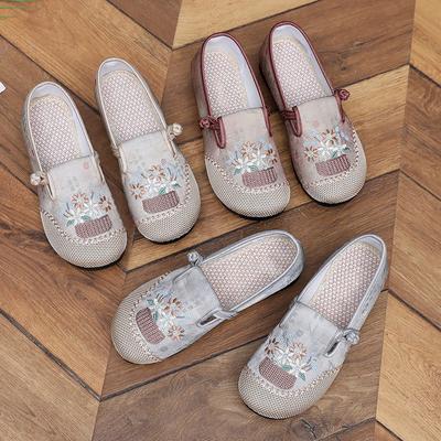 Женская модная вышитая обувь, дышащая, легкая, плоская обувь, повседневная, мягкая, нескользящая, удобная обувь в стиле пэчворк