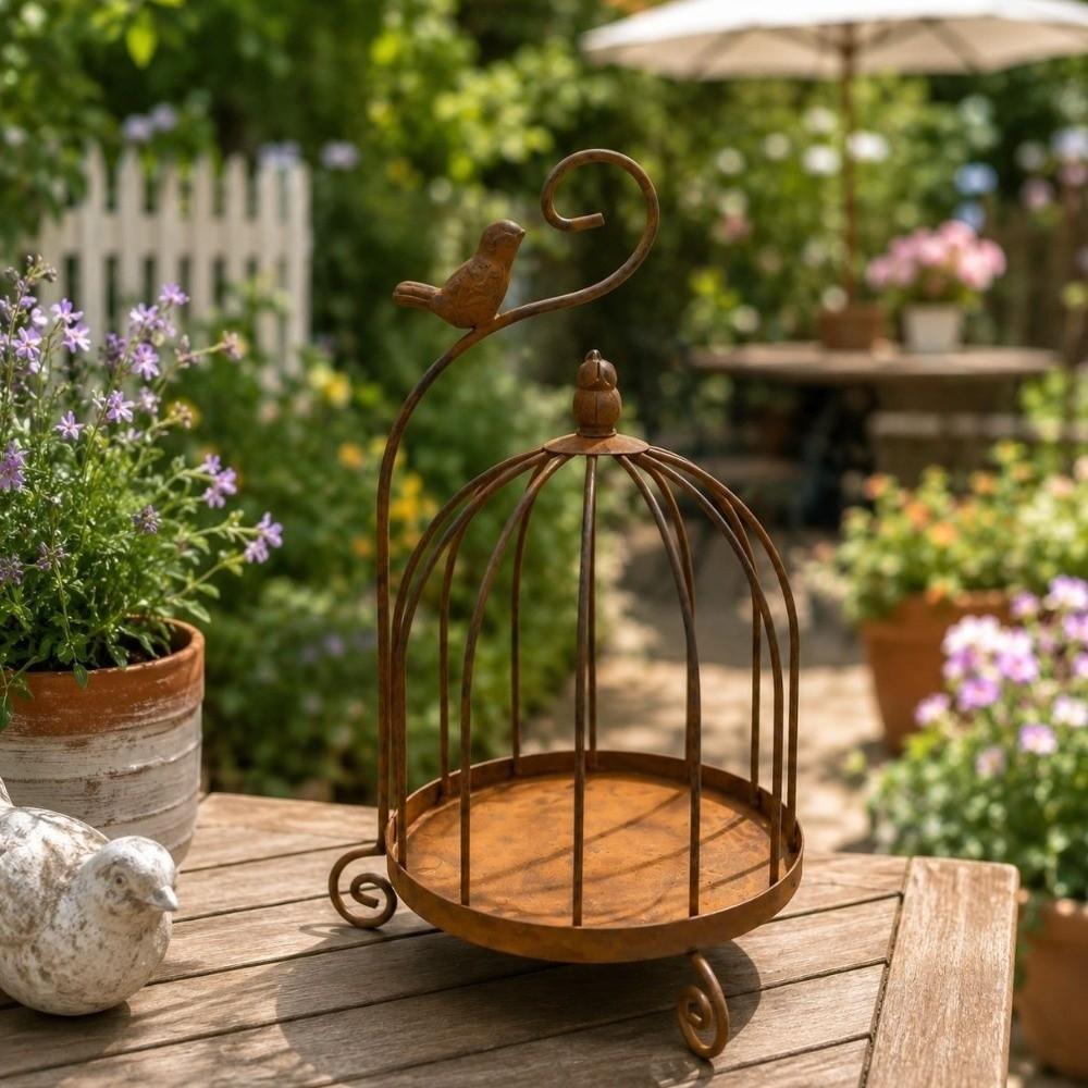 Bird Cage Shape Bird Feeding Station Large Capacity Bird Food Container Nature Lovers
