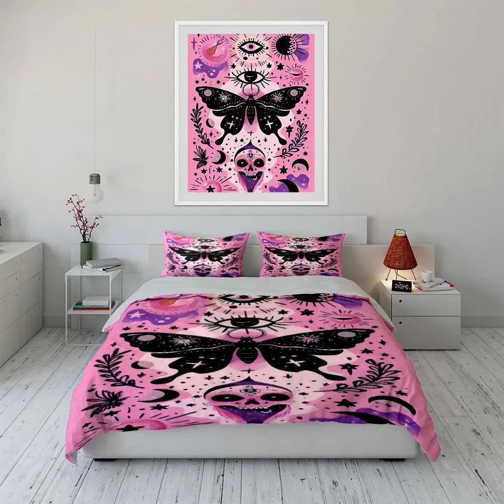 "Butterfly Skull Gothic Decor Set" Soft Comfortable Duvet Cover Bedding Set Included 1*Duvet Cover & 2*Pillowcases, gift