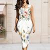 Women Plus Size Sleeveless Midi Vest Dress With Metal Ring Accent On Left Neckline