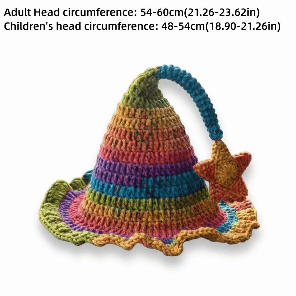 Hand-Crocheted Knitted Elf Hat Star Design Wizard Hat Cute Fairy Hat for Adult and Children