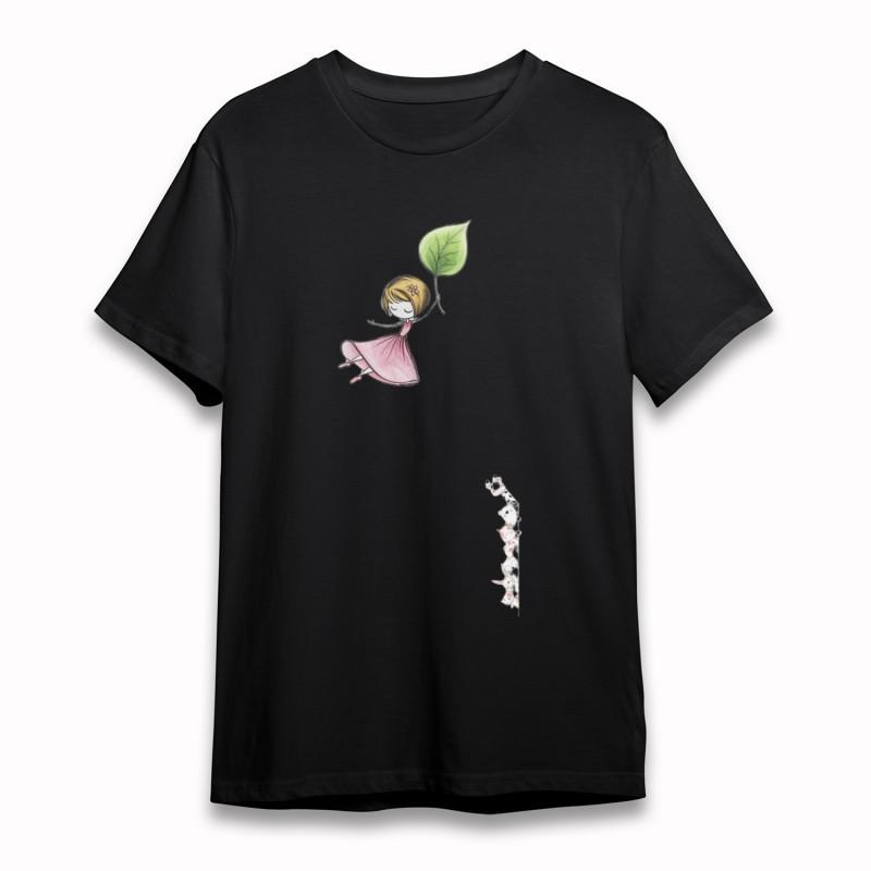 Women's Plus Size T-Shirt Flying Girl with Leaf Cow Pattern Column Tee