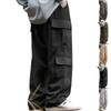 Men's Loose Casual Multi-pocket Work Pants, Youth Stretch Waist Drawstring  Pants