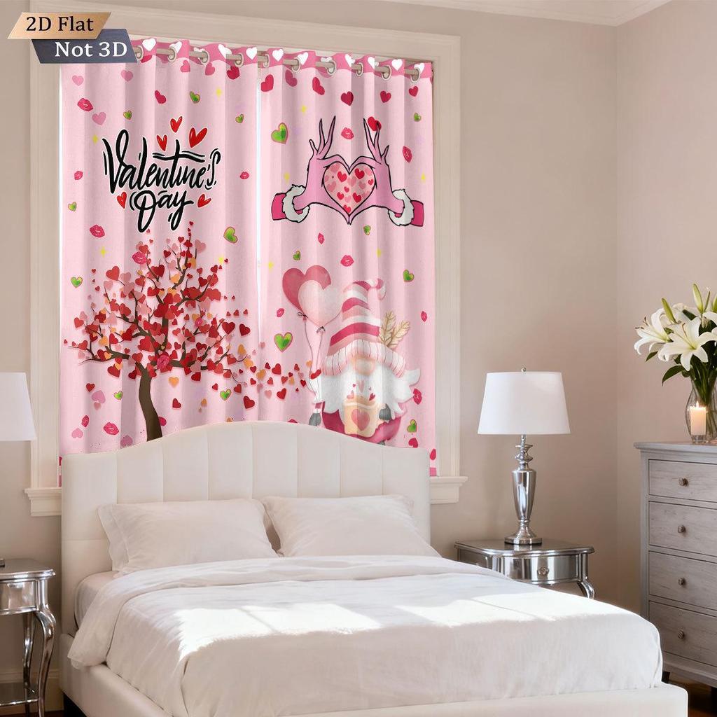 Затемняющие шторы с цифровым принтом в виде сердца ко Дню святого Валентина, Полиэстер на заказ с высокой степенью защиты от солнца.