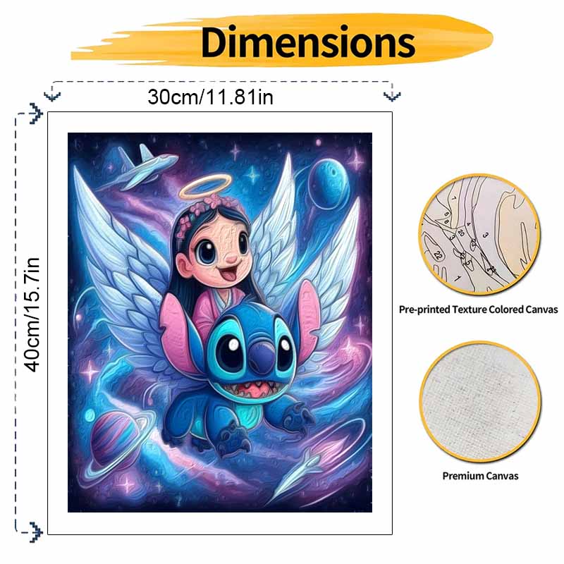 Disney DIY Oil Painting Kits Stitch Angel Galaxy Hand Painting Home Decor Craft Gift Ideas Canvas Wall Art For Bedroom Living Room Deco