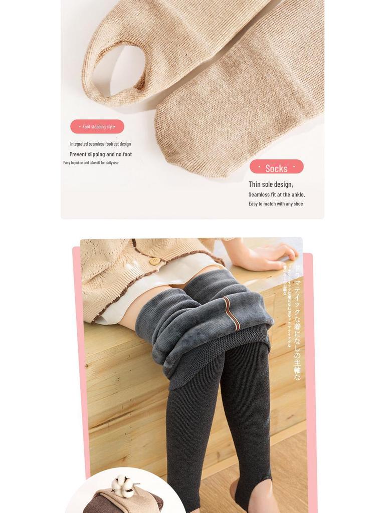 Утолщенные зимние колготки из овечьего флиса для девочек - теплые бархатные полосатые леггинсы