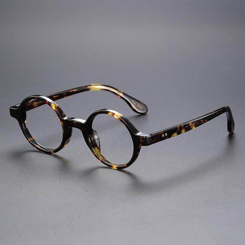 Luxury Retro round Frame Glasses for Men And Women Ultralight Anti Blue Light Acetate Alloy Eyeglasses