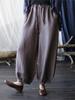 Women Casual Linen Straight Pants Solid Color Spring Trouser Loose Pockets Belt Women Clothes Vintage Pants