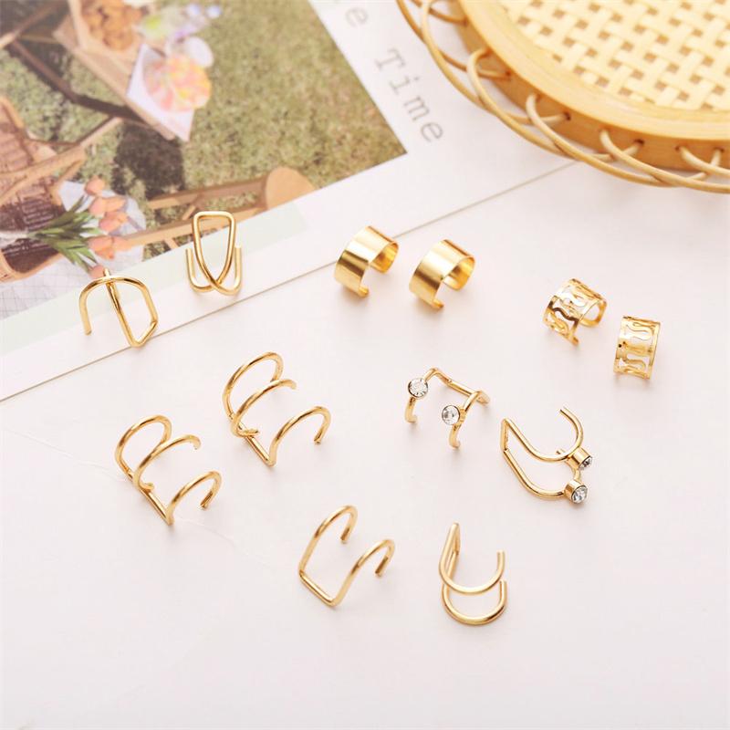 5/7/12PCS Ear Cuff Gold Color Leaves Non-Piercing Ear Clips Fake Cartilage Earrings Clip Earrings For Women Men Wholesale Jewelry