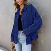 Женская повседневная однотонная свободная куртка с лацканами на пуговицах больших размеров