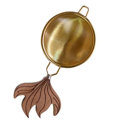 Черный орех с ручкой из нержавеющей стали, сепаратор для чая, аксессуары для чайной церемонии, деревянная ручка, фильтр для чайных листьев