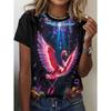 Summer Round Neck 3D Peacock Bird Duck Pattern Printed Top Fashionable Casual Cute Short Sleeved Women's T-shirts
