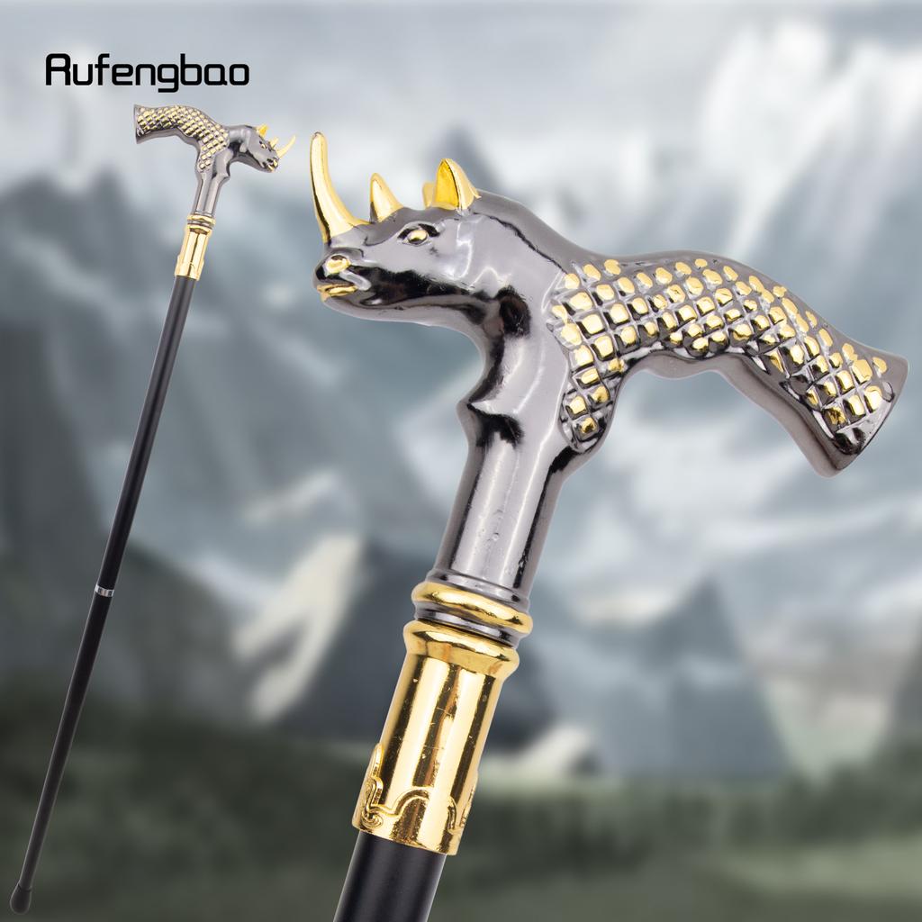 Золотисто-черная голова носорога, модная трость, декоративная трость, косплей, винтажная вечеринка, модная трость, посох 91 см