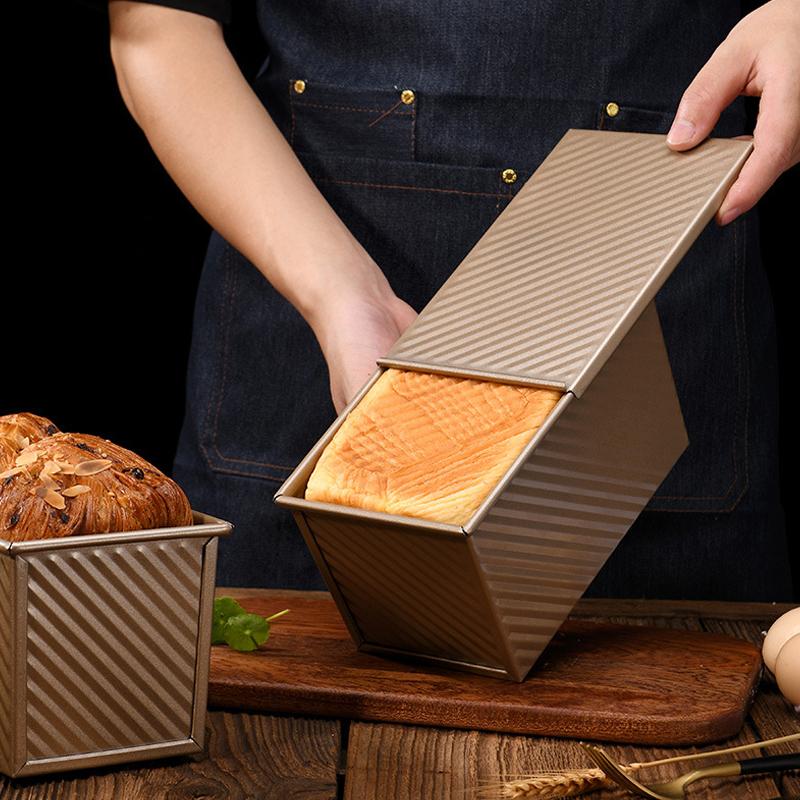 Loaf Pan With Lid, 1 Lb Dough Nonstick Bread Pan With Lid For Homemade Bread, Carbon Steel Corrugated Sandwich Bread Loaf Pan