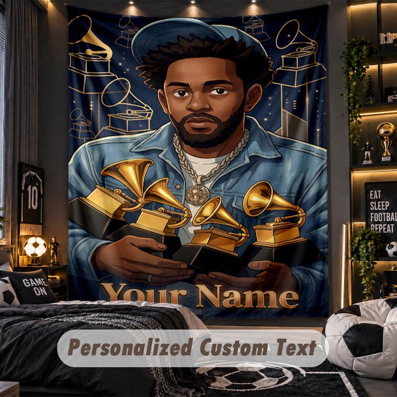 Personalized Wall Tapestry,Kendrick Lamar Custom Printed Name, Fabric Wall Art For Indoor Room Backdrop