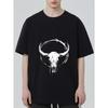 Black T-Shirt with Bull Skull Print for Casual Wear