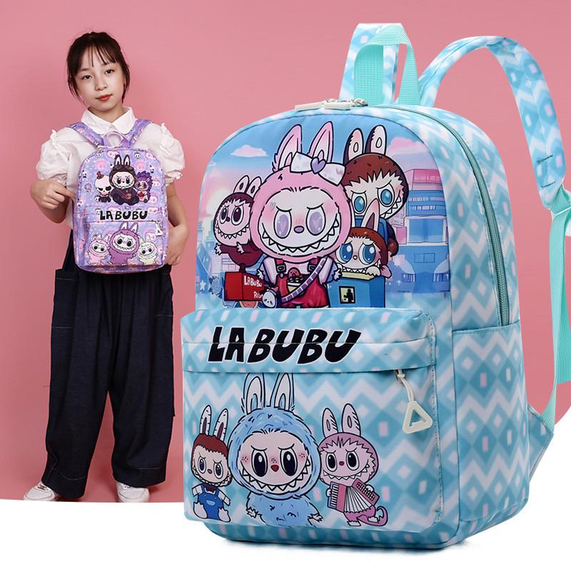 Очаровательный мультяшный детский рюкзак Labubu, модный нейлоновый рюкзак для дошкольников для мальчиков и девочек