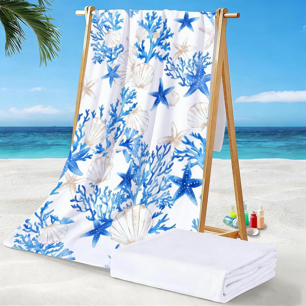 Direct Supply Of Marine Life Terry Printed Beach Towels, Microfiber Swimming Bath Towels