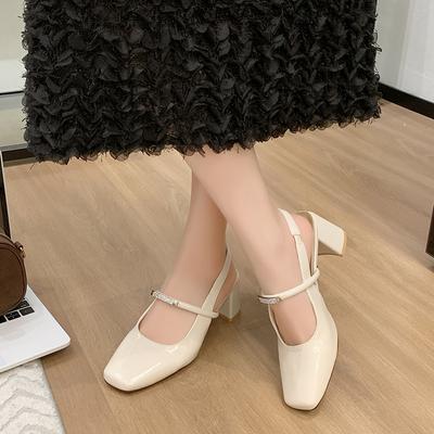 2025 Новые женские туфли Мэри Джейн Высококачественные кожаные туфли для женщин Квадратный носок Неглубокий ремешок с пряжкой Женские туфли Сандалии