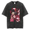 Anime Demon Slayer Tanjirou Nezuko Zenitsu Inosuke Cute Graphic Tshirt Men Women Washed Cotton T-shirts Harajuku Male Manga Tops