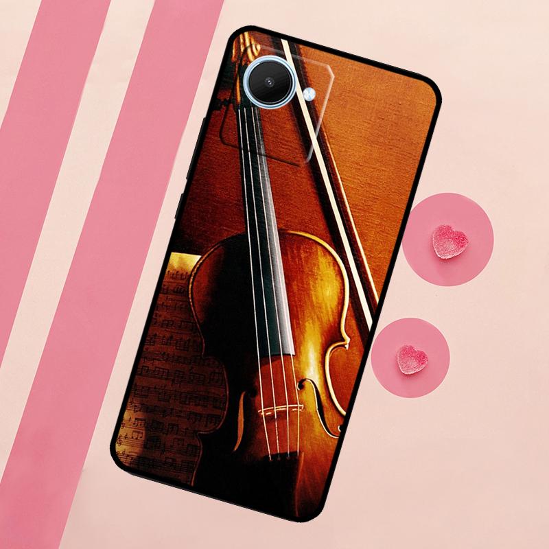 Music Violin Case For Realme C55 C53 C35 C33 C31 C30 C21Y C25s C15 C11 GT Neo 5 3T 2T 9 10 11 Pro Plus