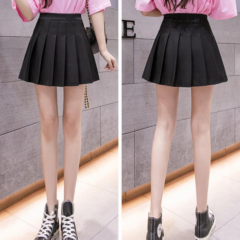 Летняя женская повседневная плиссированная юбка, однотонная женская короткая юбка, модная универсальная женская полуюбка