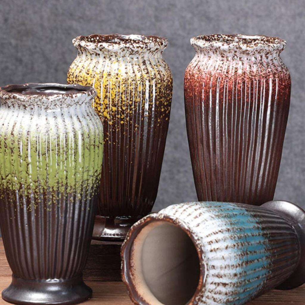 Европейская минималистичная керамическая напольная ваза для гостиной - Икебана и сухоцветы