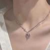 Multilayered Y2K Clavicle Chain Alloy Punk Style Necklace Crystal Heart Necklace Women Girls