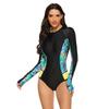 New Surf Suit Swimsuit Long-sleeved One-piece Zipper Swimsuit Women's Snorkeling Suit Printed Slim Wetsuit Sexy