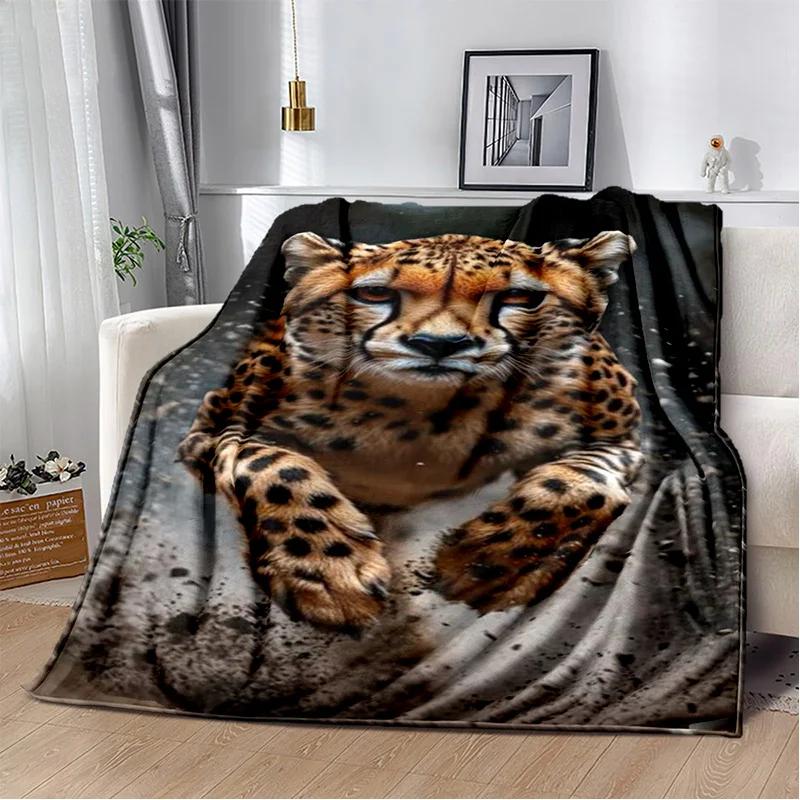 Plush Fleece Beast Animal Roses and Leopard Cheetah Throw Blanket Home Bedroom Bed Sofa Picnic Travel Cover Kid Soft Blanket
