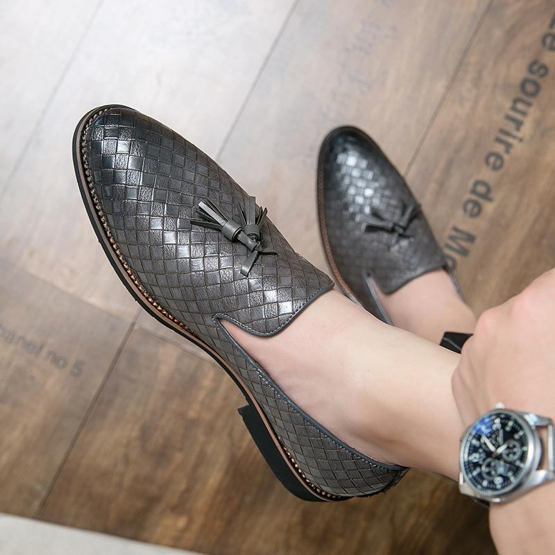 Woven Pattern Men Loafers Shoes Luxury Brand Casual Men Shoes Fashion Slip-on Shoes New Tassel Leather Shoes Designer Mens Shoes
