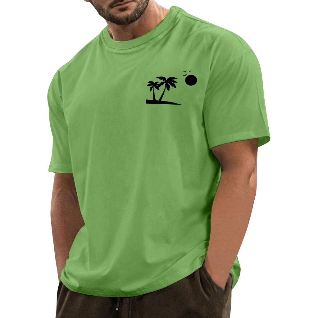 Мужская модная повседневная футболка с круглым вырезом и короткими рукавами с гавайским принтом