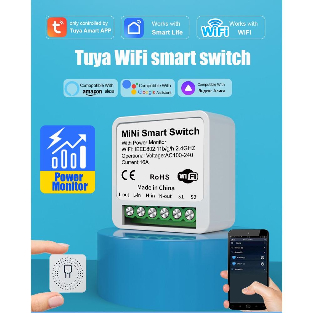 Выключатель WiFi, реле, умный выключатель, дистанционный выключатель с проводкой под напряжением/нейтралью, управление таймером через приложение, поддерживает Alaxe.