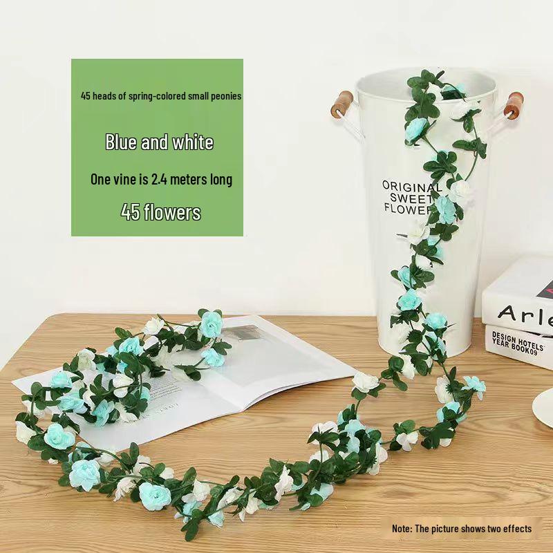 Искусственная розовая лоза для декора труб кондиционера и лестницы