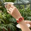 Sparkling Women Watch Ladies Bracelet Quartz Rhinestone Rectangular Dial Dress Faux Diamond Wristwatch for Elegant Jewelry Timepiece Eye-catching