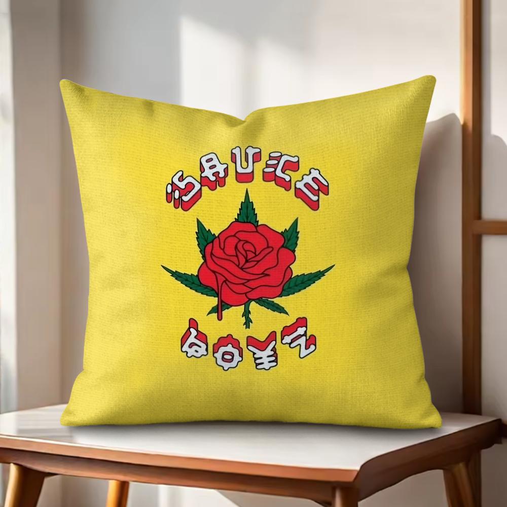 EEladio Carrion SSauce BBoyz Cushion Cover Natural Linen Organic Fabric DoubleSided Printing Couch Pillow Covers Home Decor