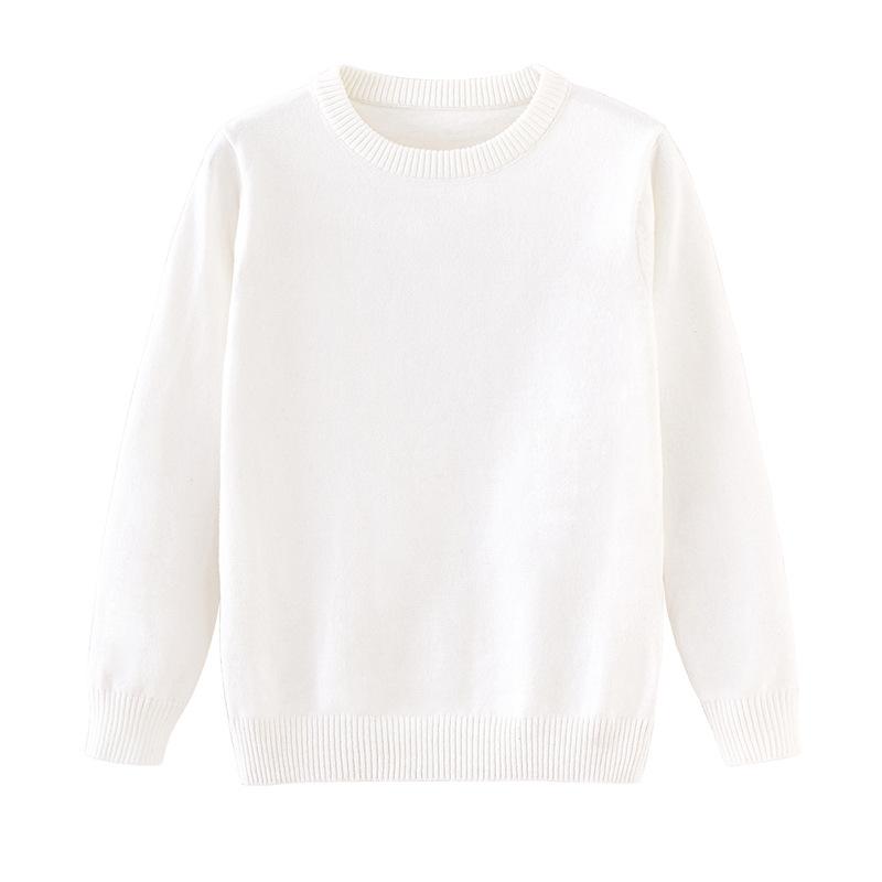 Children's Clothing Round Neck Medium and Large Children's Sweater Pullover Pure Cotton Sweater Boys and Girls Bottoming Sweater