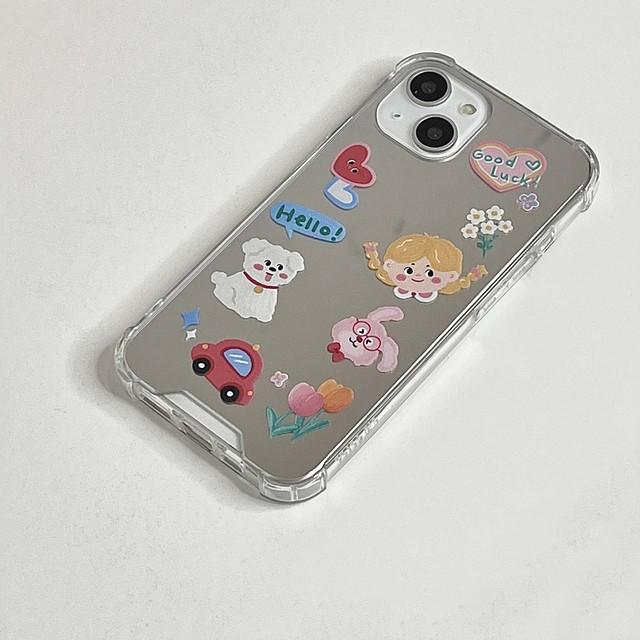 Ins зеркало хороший автомобиль цветок девушка кролик собака мультфильм браслет милый чехол для телефона для Iphone 11 12 13 14 Pro Max 7 8 Plus Xsmax X Xr