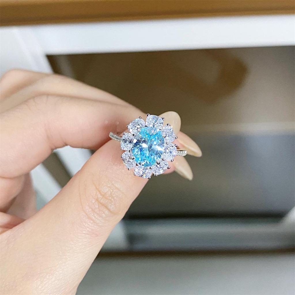 Women's 925 Sterling Silver Ring with Oval Ruby and Diamond Accents